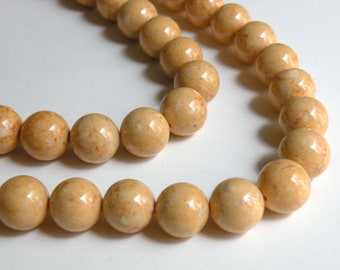 Riverstone beads in light brown round gemstone 12mm full strand 9465GS