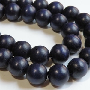 Perles en bois bleu marine rondes 19-20 mm, fil complet, Cheesewood 1296NB