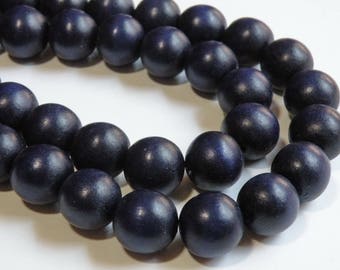 Navy Blue wood beads round 19-20mm full strand eco-friendly Cheesewood 1296NB