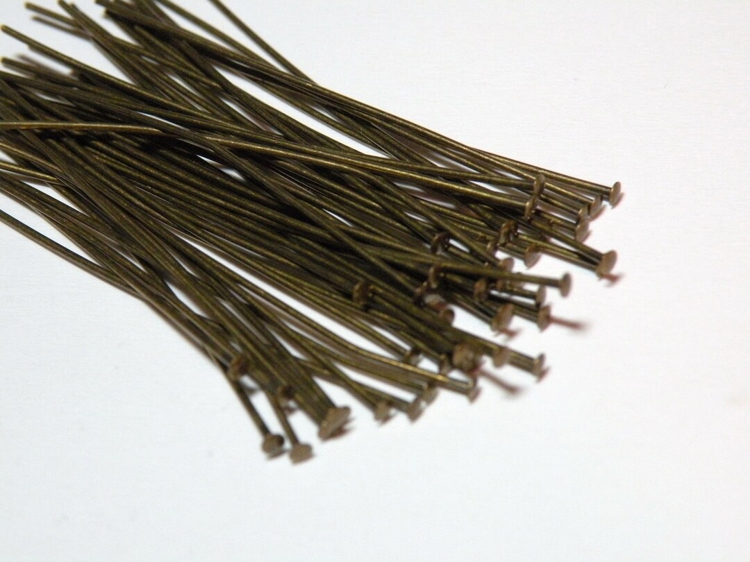 50 Head Pins 2 Inches / 50mm 21 Gauge Antique Bronze Antique Brass ...