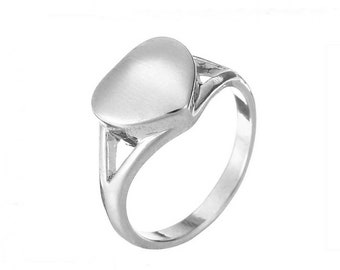 Heart Cremation Urn Ring Polished Stainless Steel Silver US Size 7 or 9