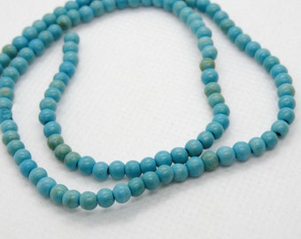 Turquoise Howlite Matte Finish Gemstone Round Beads 4mm 3697GS