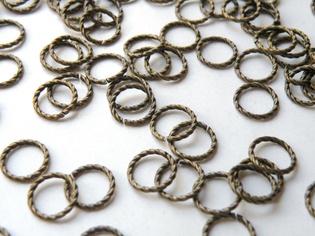 25 Fancy Twisted Jump Rings Round Open Antique Bronze Antique Brass ...