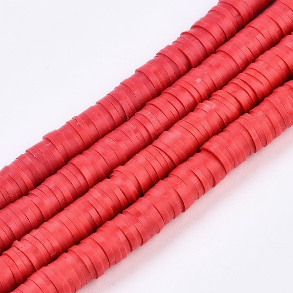 Red Polymer Clay Heishi Beads Handmade flat round disc beads 6x1mm PR067-6mm-30