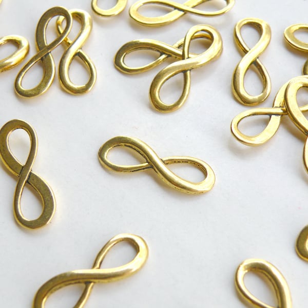 10 Infinity connector links charm pendant antique gold finish figure 8 bracelet component 23x8mm DB20955