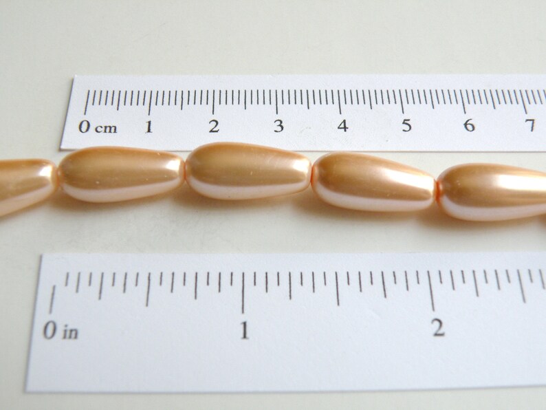 Peach Glass Pearl Teardrop Pendant Bead 15x7mm to 18x8mm Full Etsy