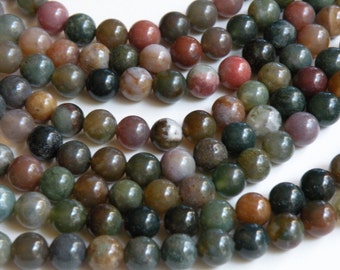 Fancy Jasper Gemstone Beads, Natural Earthy Round 8mm full strand 1008PS