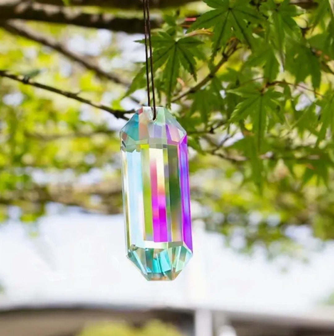 Rectangular Suncatcher, Faceted Clear AB K9 Crystal Glass Pendant