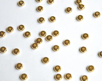 50 round heishi rondelles shiny gold plated nickel free brass spacer beads 4x2mm A4771MB