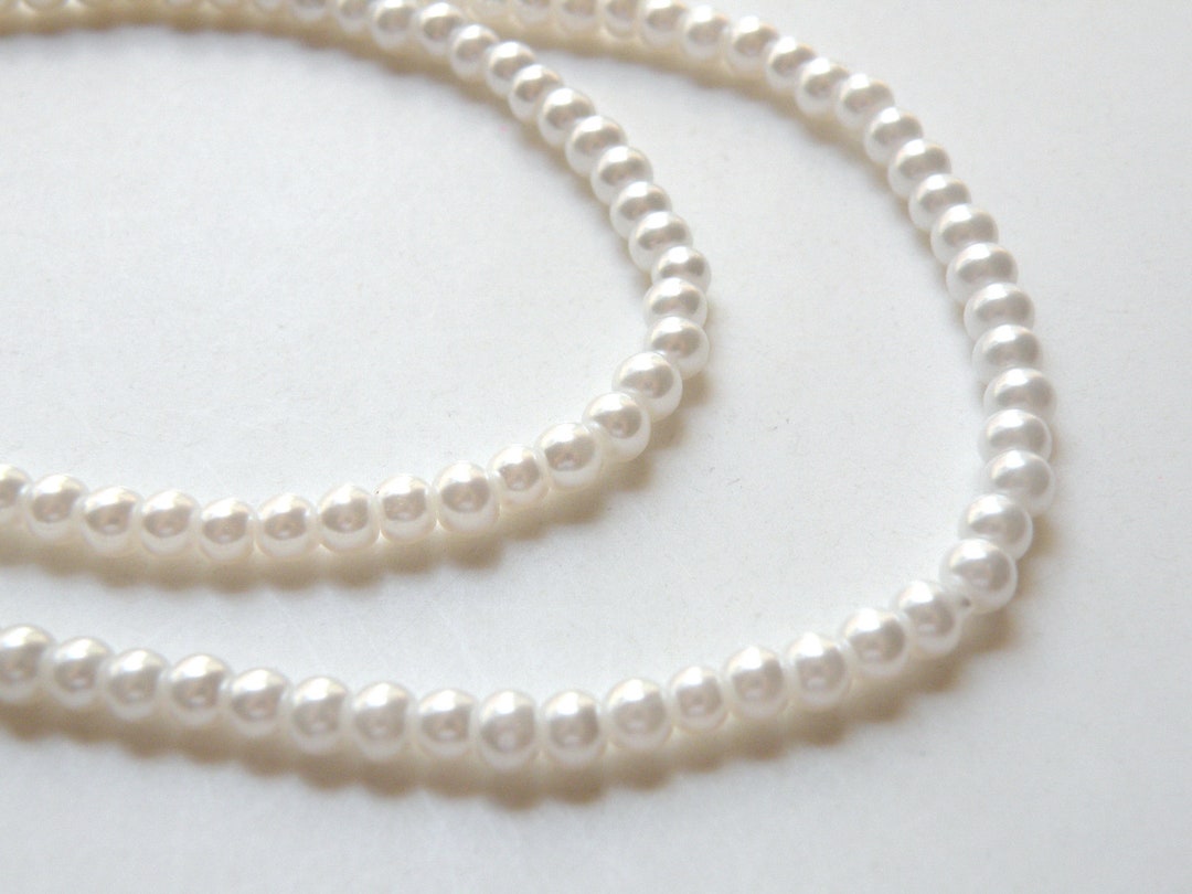 Bright White Glass Pearl Beads - Round Smooth 3mm To 15.5mm - Multiple Sizes - Jewelry Making