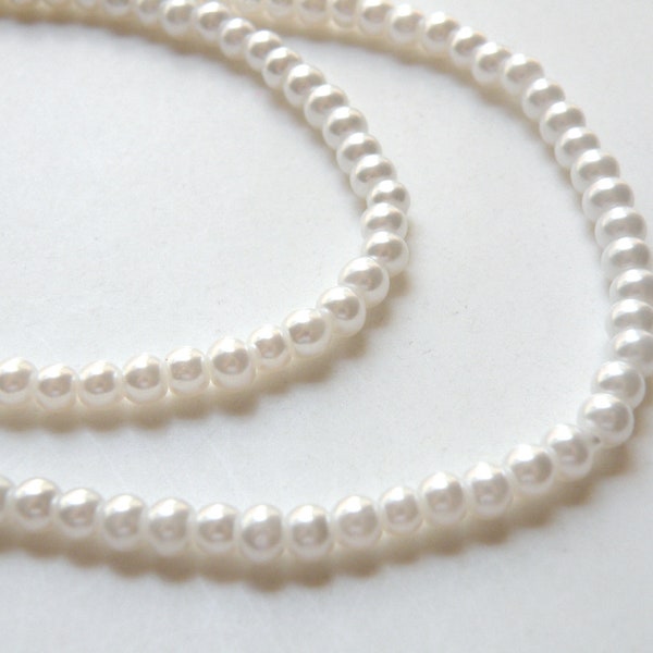 White glass pearl beads round 4mm full strand 7722GB