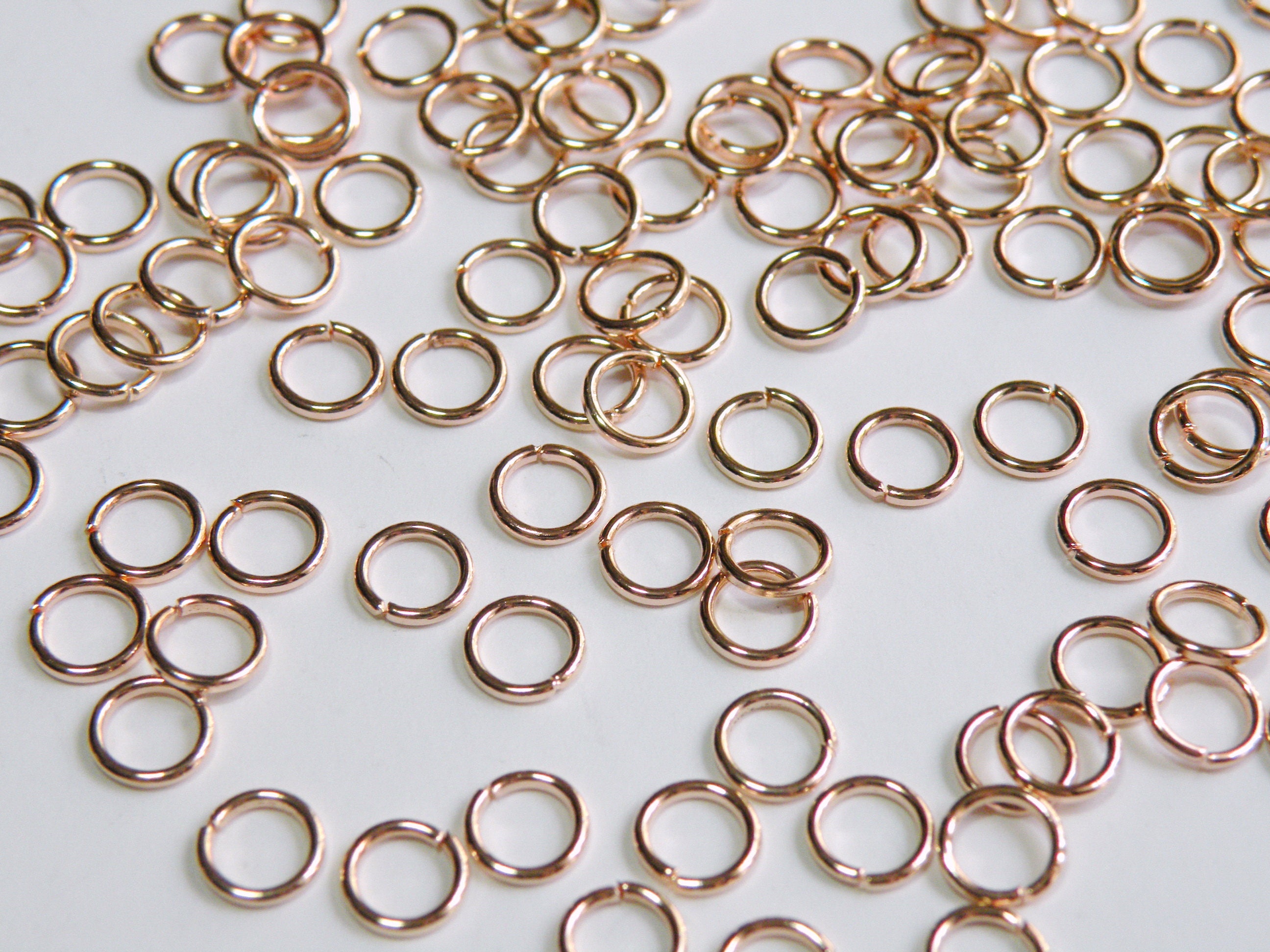 50 Rose Gold Jump Rings open round shiny 6mm 20 gauge DB30881 Etsy
