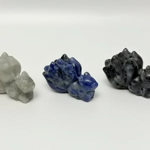 Mini Nine-Tailed Fox Carvings, Mythical Creature, High Quality Natural Crystal Polished Gemstone, Healing Meditation, You Pick  FN-9TFC
