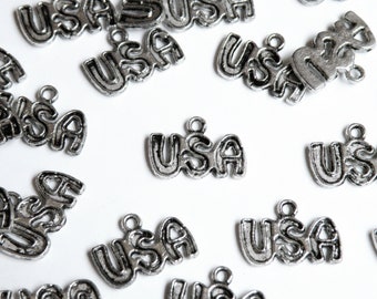10 USA Charms antik versilbert Independence Day 15x11mm 8656FX