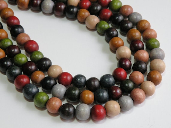 Earth Tone wood bead mix round fall colors Cheesewood 9-10mm eco-friendly full strand 1622NB