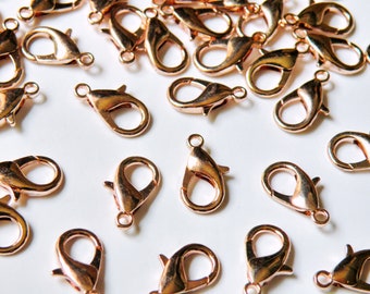 20 Rose Gold Lobster claw clasps self closing 16x8mm PR083-04RG
