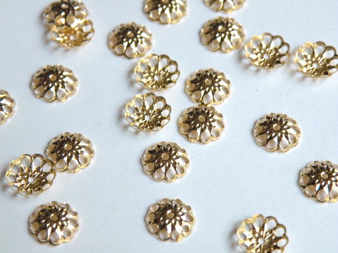 50 Bead Caps Flower Shiny Gold Plated Brass 8mm fits 8-10mm A5630FN - Etsy