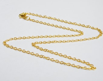 2 Cable 24 inch gold chains with lobster claw clasp finished necklaces 3x2mm links DB59642