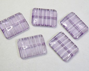 Lavender with White Stripes Acrylic Puffed Rectangle Beads, Transparent Extra Large Beads 40x30mm 3pcs 6105PB