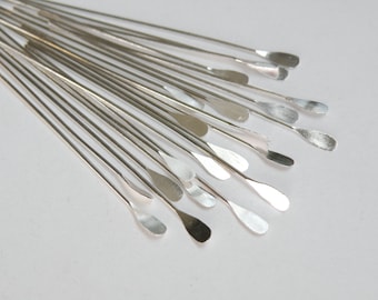 50 Head Pins with oval paddle head 2" silver plated brass 22 gauge A5553FN