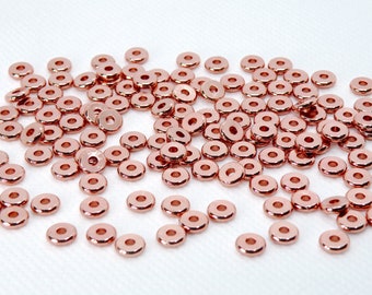 20 Rose Gold Heishi Spacer Beads, Round Rondelles, plated lead and nickel safe copper metal 6x1.8mm DB887563