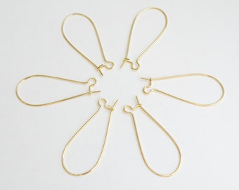 20 Kidney Shaped Earrings shiny gold plated earwires 38x16mm DB01193