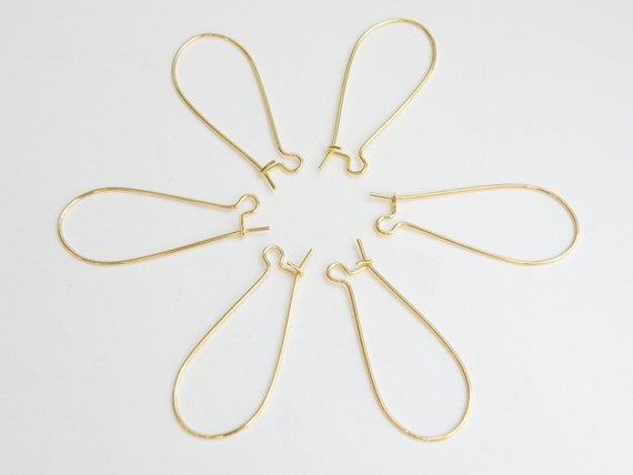 20 Kidney Shaped Earrings shiny gold plated earwires 38x16mm DB01193