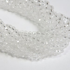Clear Crystal faceted glass rondelle beads 6x4mm full strand PG02YI011 image 1