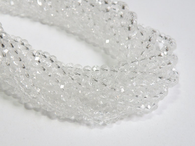 Clear Crystal faceted glass rondelle beads 6x4mm full strand PG02YI011 image 1