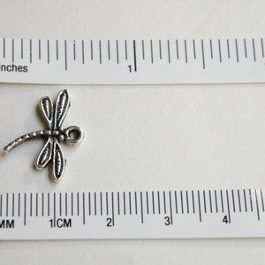 10 Dragonfly Charms antique silver 15x18mm nickel free DB00047 image 2