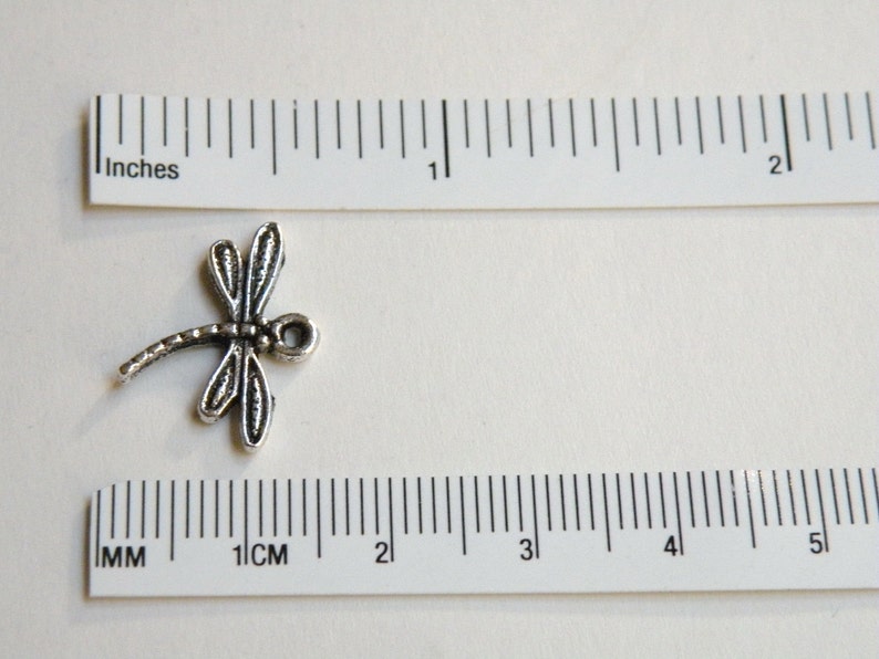 10 Dragonfly Charms antique silver 15x18mm nickel free DB00047 image 2