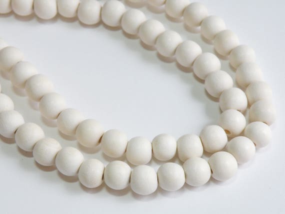 vindue erstatte Moderat White Wood Beads Round 9-10mm Full Strand Eco-friendly | Etsy