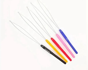 Bead Threader with Handle, Pulling Needle, Macrame Bead Tool, Hair Extensions, Locs and Beard Loop Bead Stringer, 8 colors avail TDQ12117