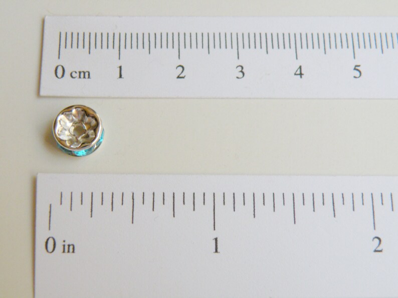 20 Aquamarine Blue rhinestone rondelle spacer beads 8mm DB19828 Bild 2
