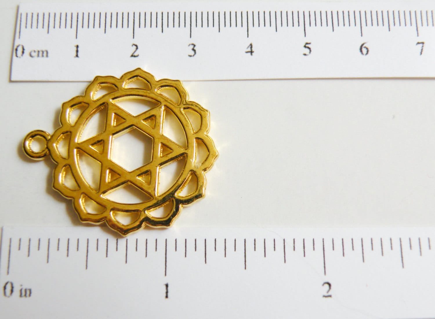 7 Chakras Charm Set Yoga Zen Meditation Shiny Gold Large Pendant