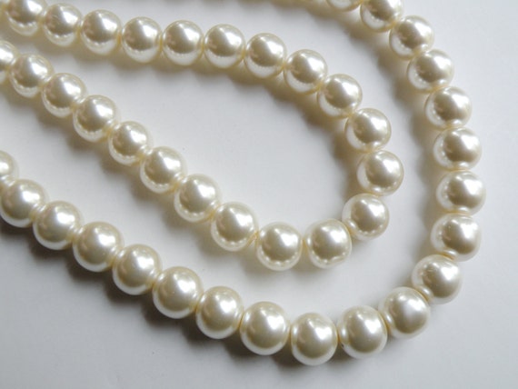 Cream Glass Pearl Beads Round 12mm Full Strand 1978GL | Etsy