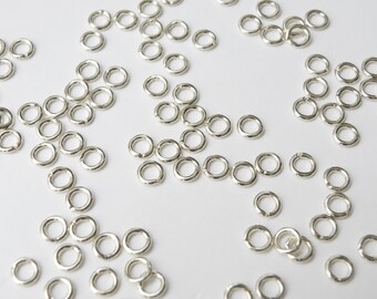 50 Jump Rings round open shiny silver plated nickel free brass 4mm 20 gauge A4871FN