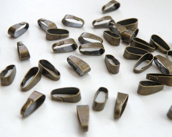 50 Snap On bail connector antique bronze 11x4mm  steampunk DB16427