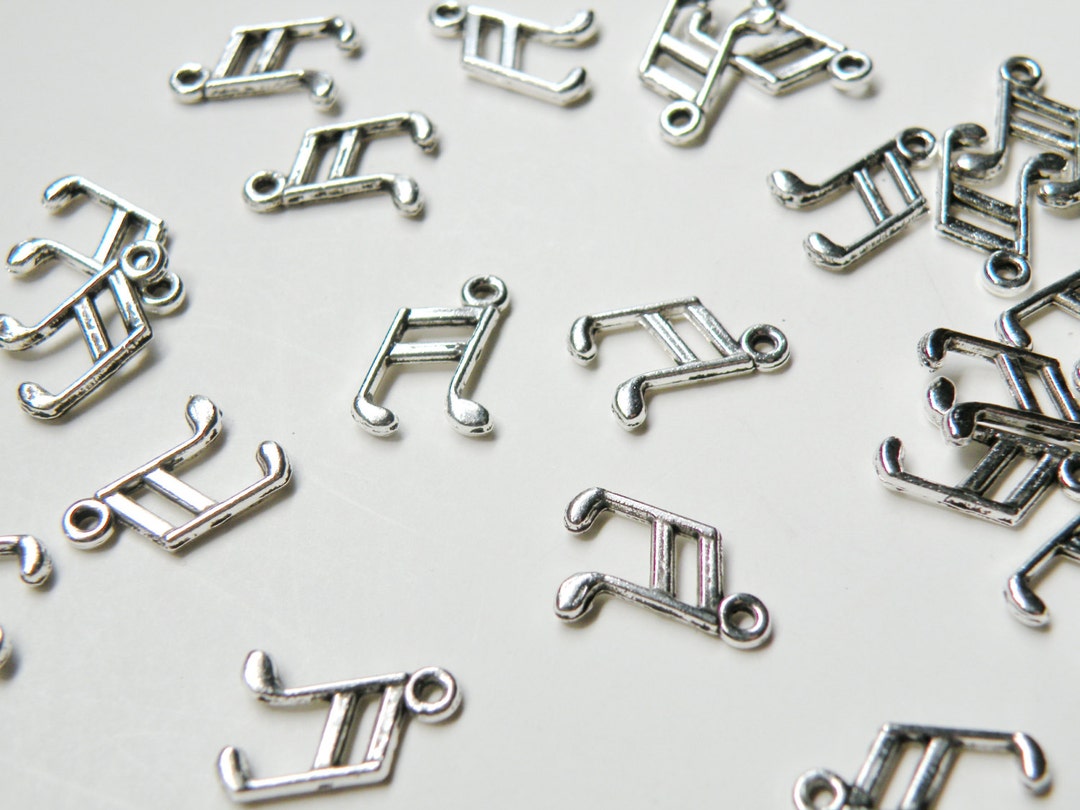 Note Charms 10 Beamed Music Note Charms Antique Silver 15x10mm DB22600 - Etsy