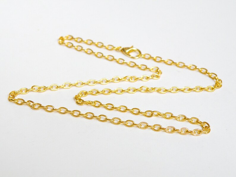 2 Cable 16 inch gold chains with lobster claw clasp finished Etsy