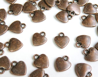 20 Heart Charms Small Simple antique copper 12x10mm PRLF1170Y