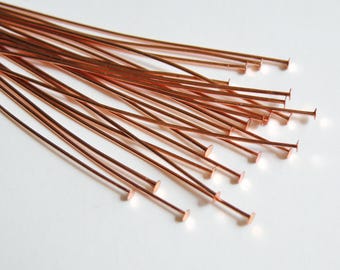 50 Head pins shiny copper nickel free 2 inches or 5cm 22 gauge 1757FN