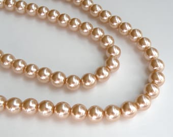 Champagne Light Bronze glass pearl beads round 10mm full strand 7789GB