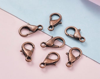 20 Lobster claw clasps antique copper with rust and corrosion resistance 12x6mm PE102-AC