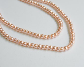 Peachy Pink glass pearl beads round 4mm full strand 7733GB