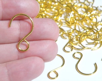 Gold 304 Stainless Steel S Shape Small Hooks 10 pcs for Sun Catchers, Chandeliers, Wind Chimes, Ornaments 1.5x2.3cm SC-GSS