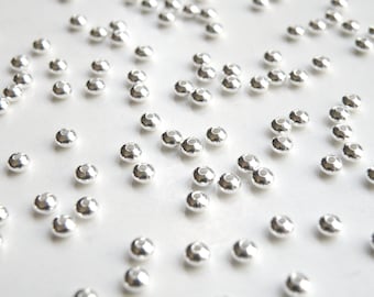 50 Tiny rondelle saucer beads shiny silver plated nickel free brass 3x2mm A4760MB