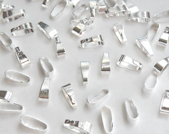 50 Connecteurs Snap on Bail argentés 11x4mm DB16872