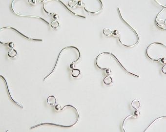 20 silver stainless steel French Hook Earrings ball fishhook earwires for sensitive ears 21 gauge 9221FY