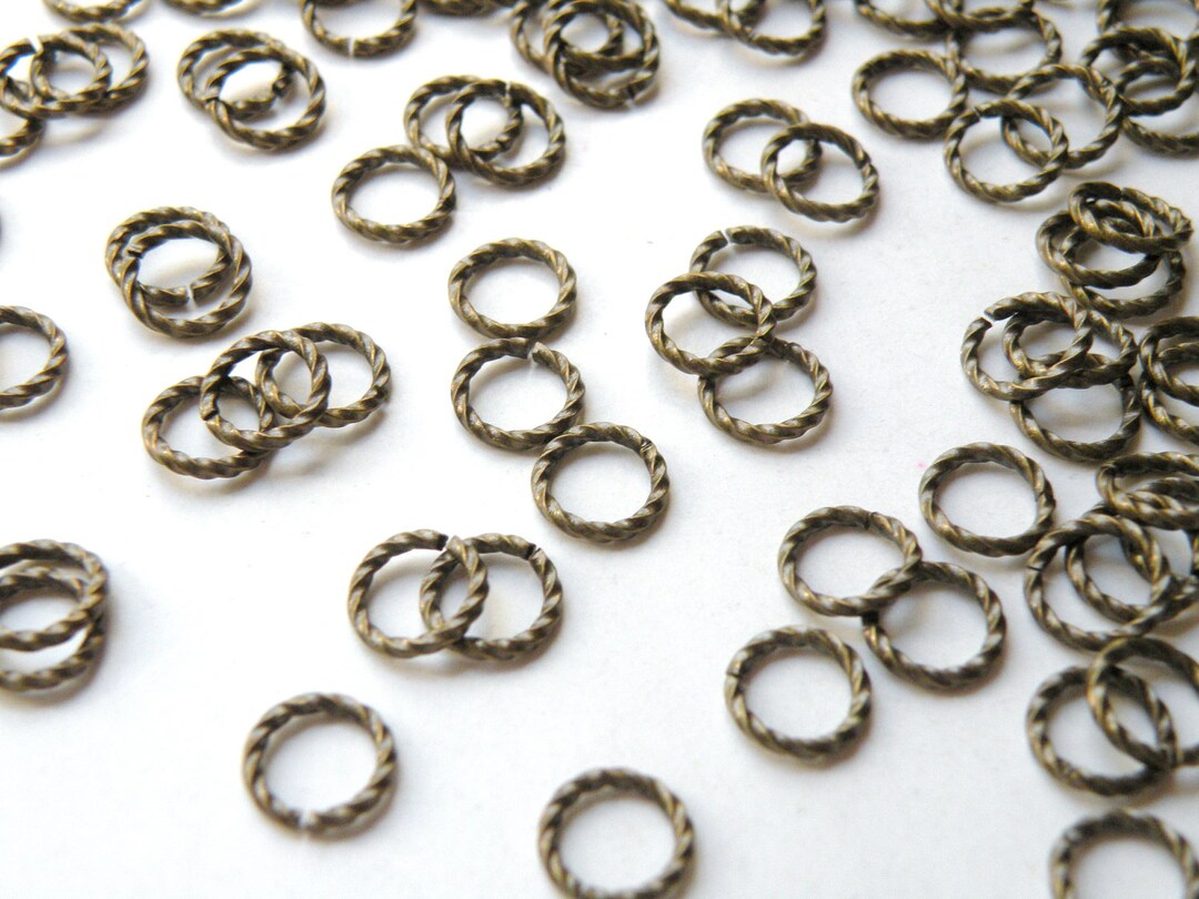 25 Fancy Twisted Jump Rings Round Open Antique Bronze Antique Brass 8mm ...